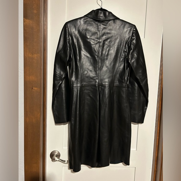 United Colors of Benetton Black Genuine Leather Trench Jacket - Picture 3 of 4